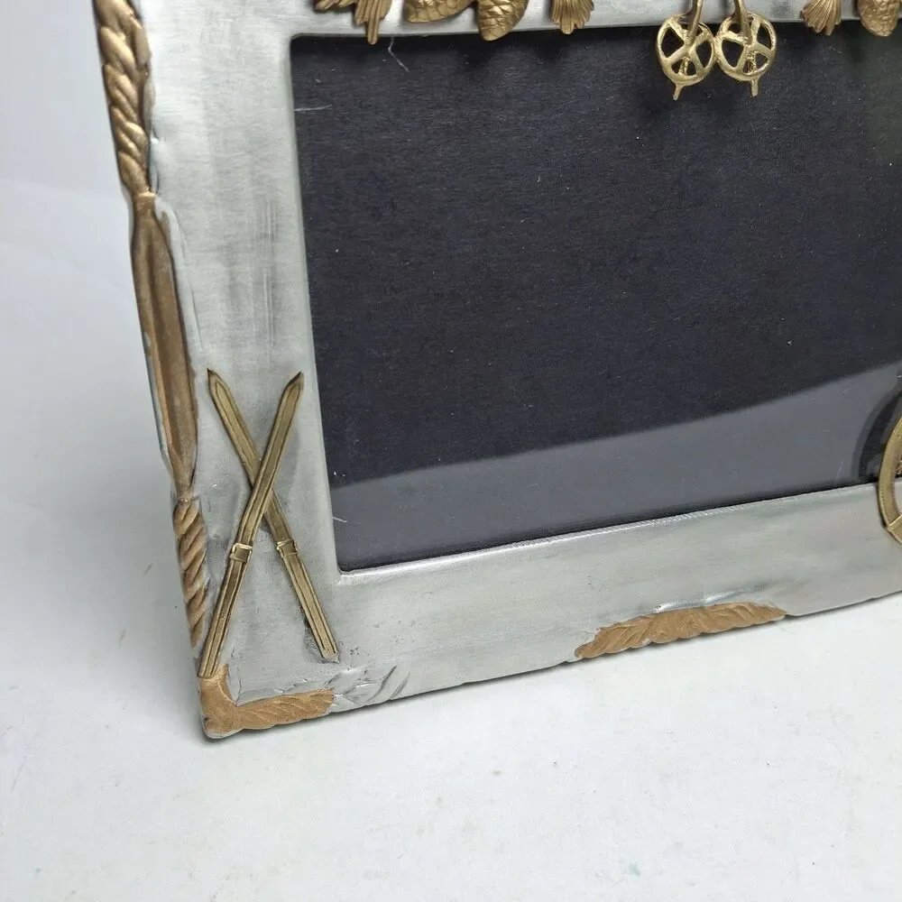 Munafo Silver Pewter Gold Tone Photo Frame 3D Signed 5.5x7.5